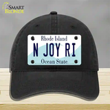 N Joy RI Rhode Island State Novelty License Plate Hat Unconstructed Cotton / Black