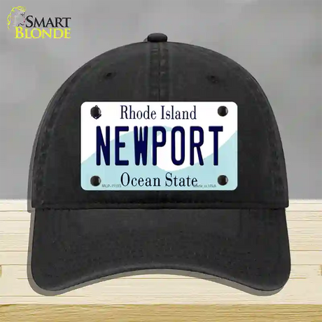 New Port Rhode Island State Novelty License Plate Hat Unconstructed Cotton / Black