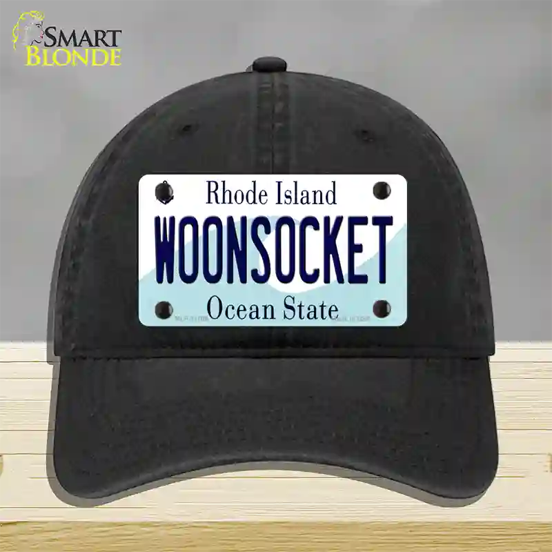 Woonsocket Rhode Island State Novelty License Plate Hat Unconstructed Cotton / Black