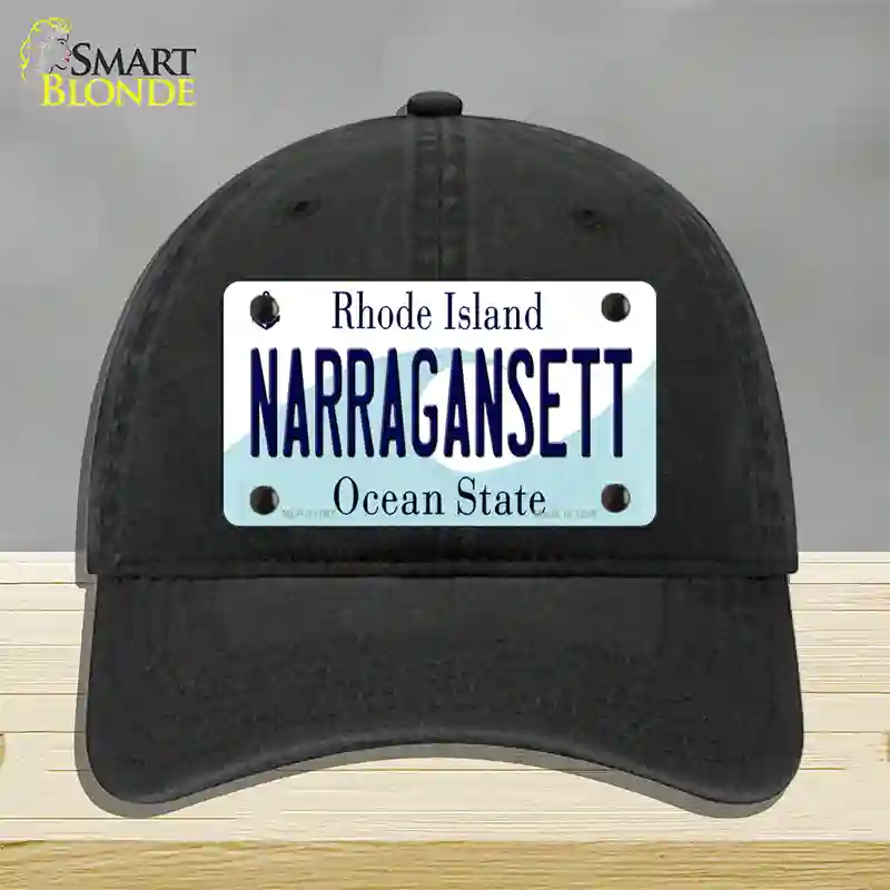 Narragansett Rhode Island State Novelty License Plate Hat Unconstructed Cotton / Black