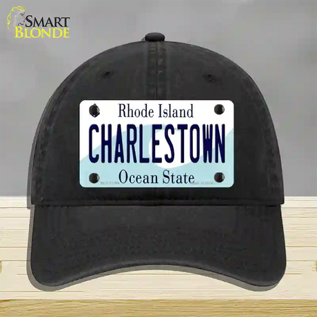 Charlestown Rhode Island State Novelty License Plate Hat Unconstructed Cotton / Black