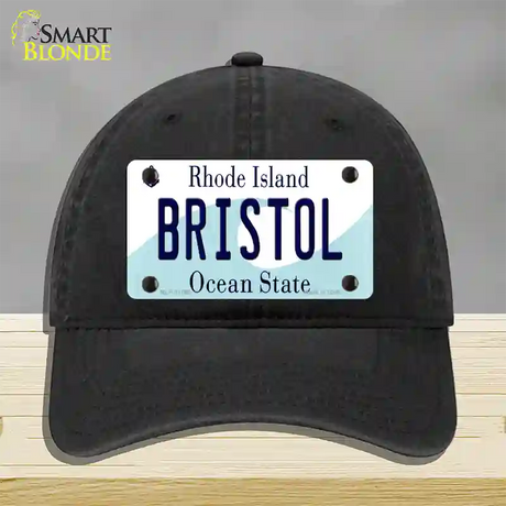 Bristol Rhode Island State Novelty License Plate Hat Unconstructed Cotton / Black