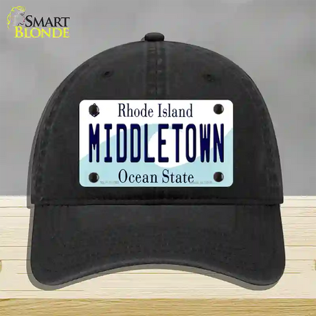 Middletown Rhode Island State Novelty License Plate Hat Unconstructed Cotton / Black