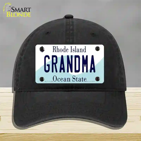 Grandma Rhode Island State Novelty License Plate Hat Unconstructed Cotton / Black