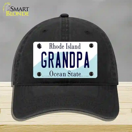 Grandpa Rhode Island State Novelty License Plate Hat Unconstructed Cotton / Black