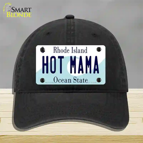 Hot Mama Rhode Island State Novelty License Plate Hat Unconstructed Cotton / Black