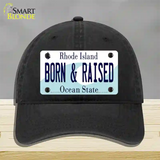 Born and Raised Rhode Island State Novelty License Plate Hat Unconstructed Cotton / Black