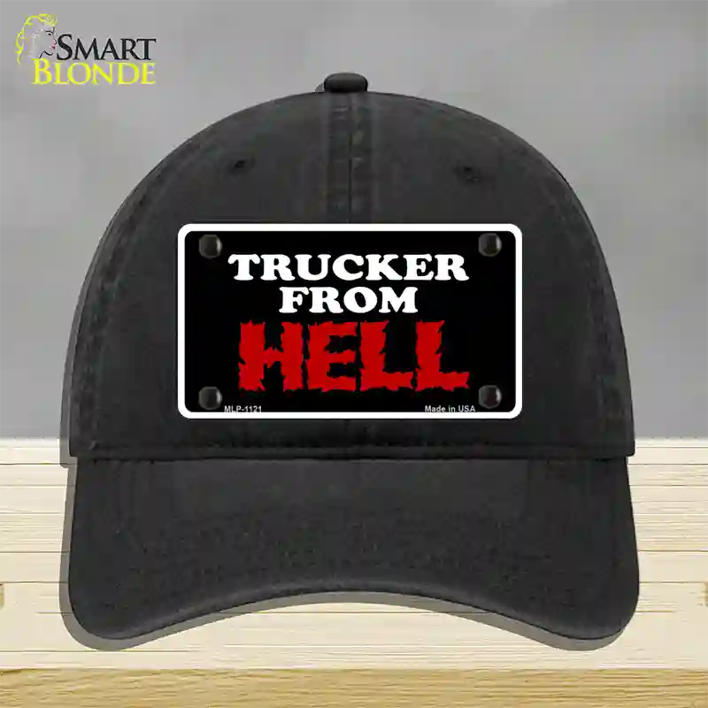 Mesh From Hell Novelty License Plate Hat Unconstructed Cotton / Black