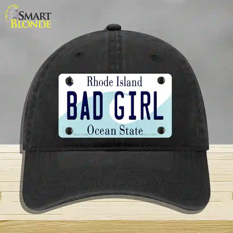 Bad Girl Rhode Island State Novelty License Plate Hat Unconstructed Cotton / Black