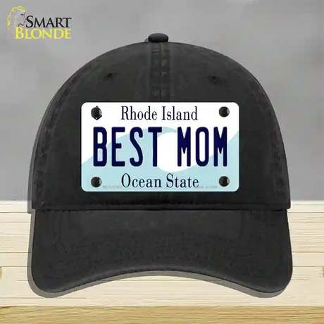 Best Mom Rhode Island State Novelty License Plate Hat Unconstructed Cotton / Black