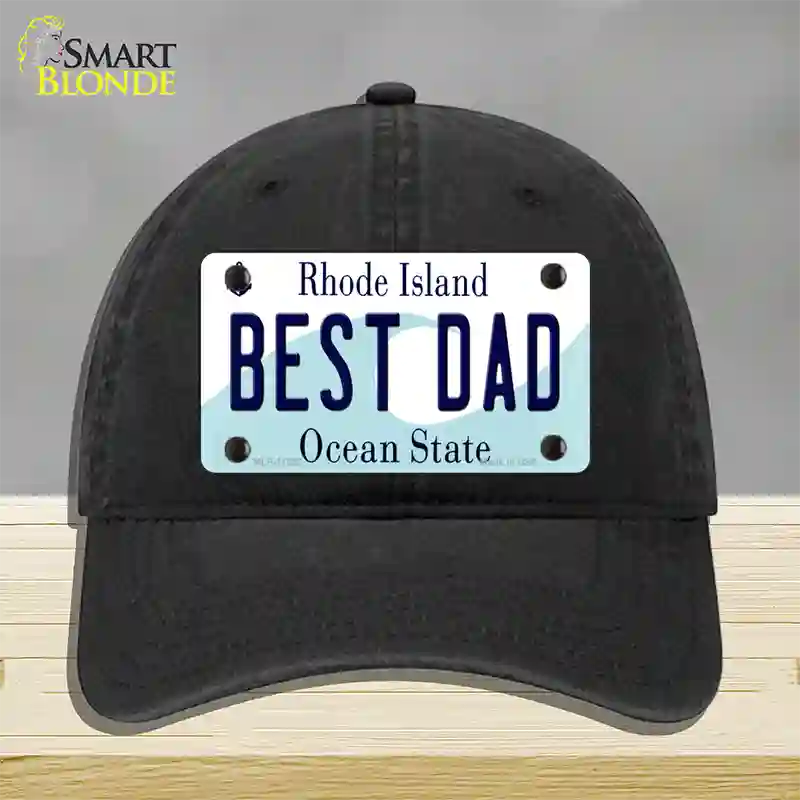 Best Dad Rhode Island State Novelty License Plate Hat Unconstructed Cotton / Black