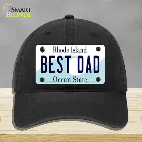 Best Dad Rhode Island State Novelty License Plate Hat Unconstructed Cotton / Black