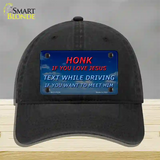 Honk If You Love Jesus Novelty License Plate Hat Unconstructed Cotton / Black