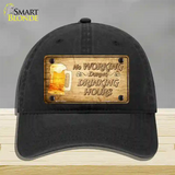 No Working During Drinking Hours Novelty License Plate Hat Unconstructed Cotton / Black