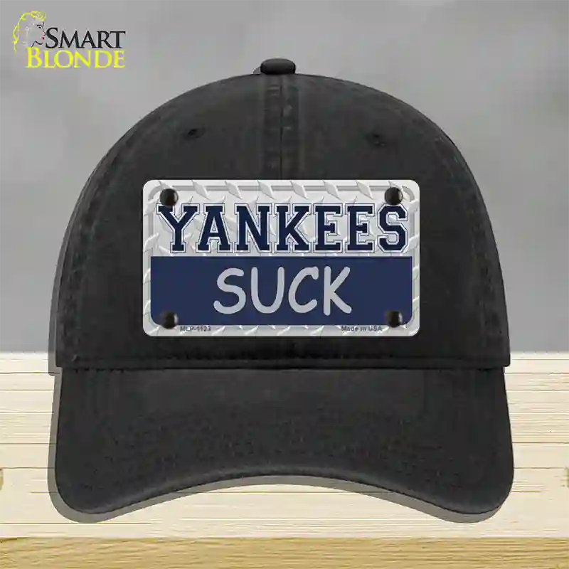 Yankees Suck Novelty License Plate Hat Unconstructed Cotton / Black