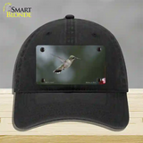 Hummingbird In Flight Novelty License Plate Hat Unconstructed Cotton / Black