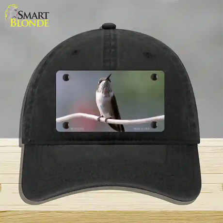 Hummingbird Perched On Branch Novelty License Plate Hat Unconstructed Cotton / Black