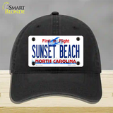 Sunset Beach North Carolina State Novelty License Plate Hat Unconstructed Cotton / Black