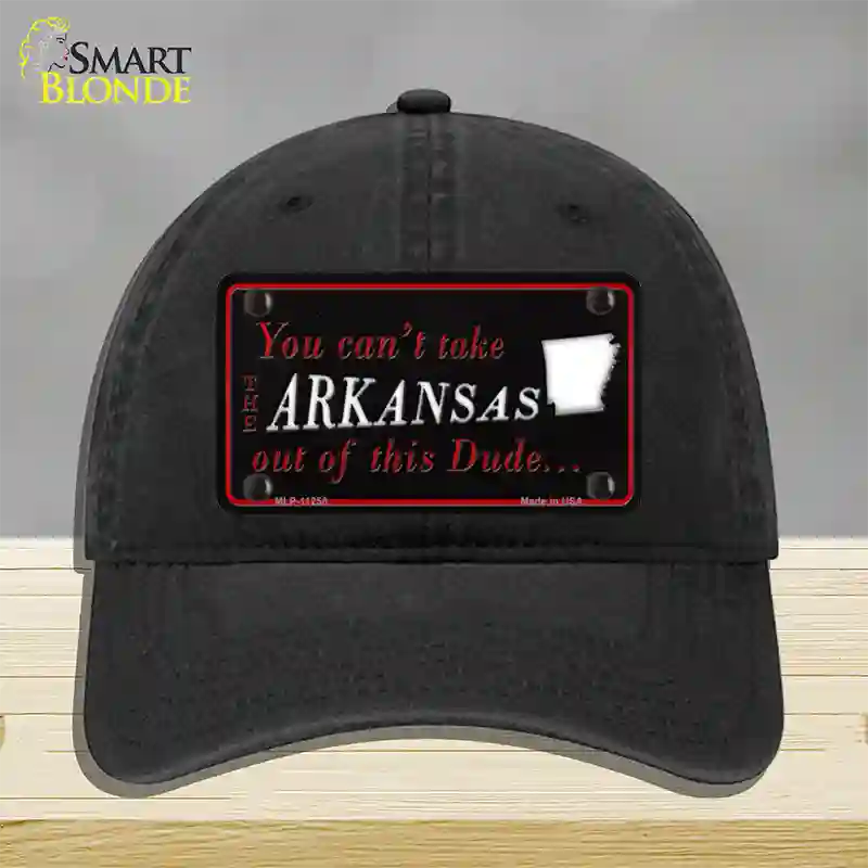 Arkansas Dude Novelty License Plate Hat Unconstructed Cotton / Black