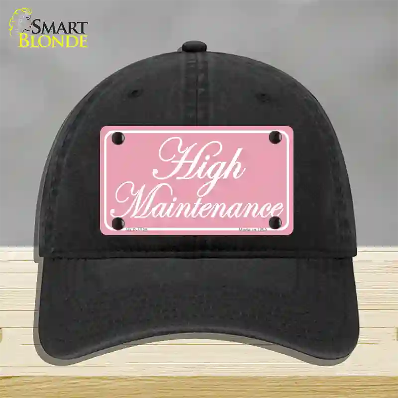 High Maintenance Novelty License Plate Hat Unconstructed Cotton / Black