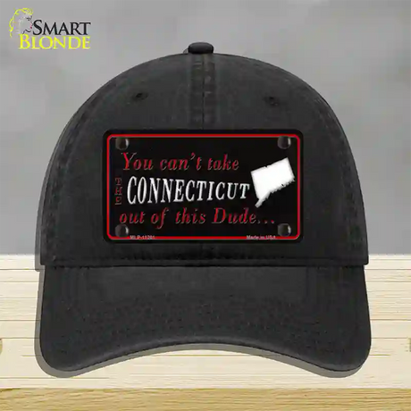 Connecticut Dude Novelty License Plate Hat Unconstructed Cotton / Black