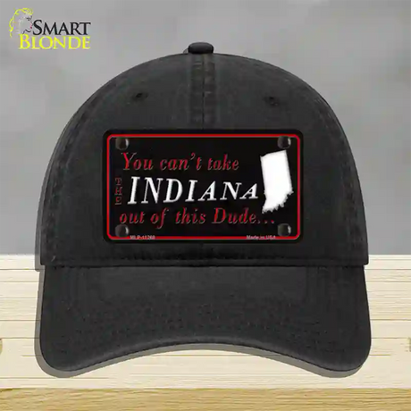 Indiana Dude Novelty License Plate Hat Unconstructed Cotton / Black