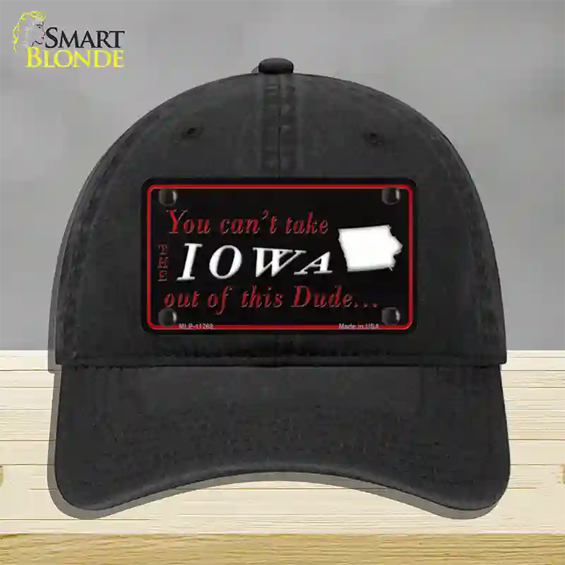 Iowa Dude Novelty License Plate Hat Unconstructed Cotton / Black