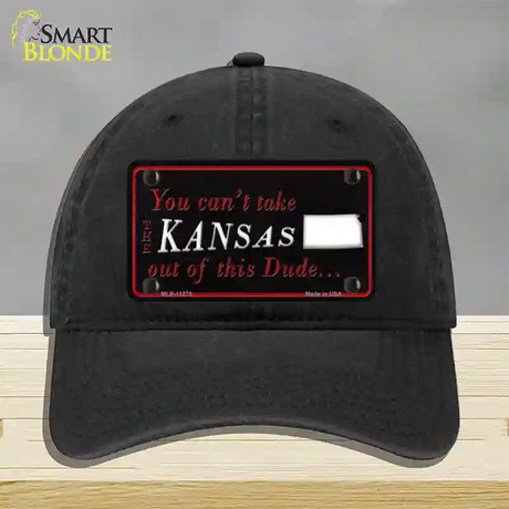 Kansas Dude Novelty License Plate Hat Unconstructed Cotton / Black