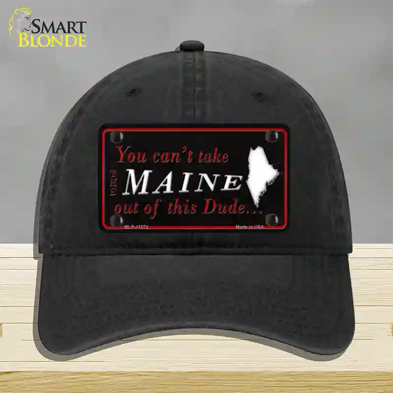 Maine Dude Novelty License Plate Hat Unconstructed Cotton / Black