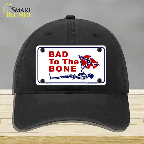 Bad To The Bone Novelty License Plate Hat Unconstructed Cotton / Black