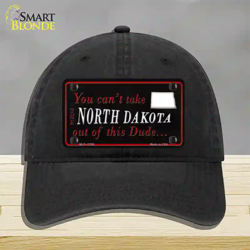 North Dakota Dude Novelty License Plate Hat Unconstructed Cotton / Black