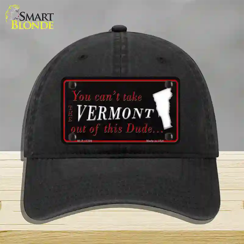 Vermont Dude Novelty License Plate Hat Unconstructed Cotton / Black