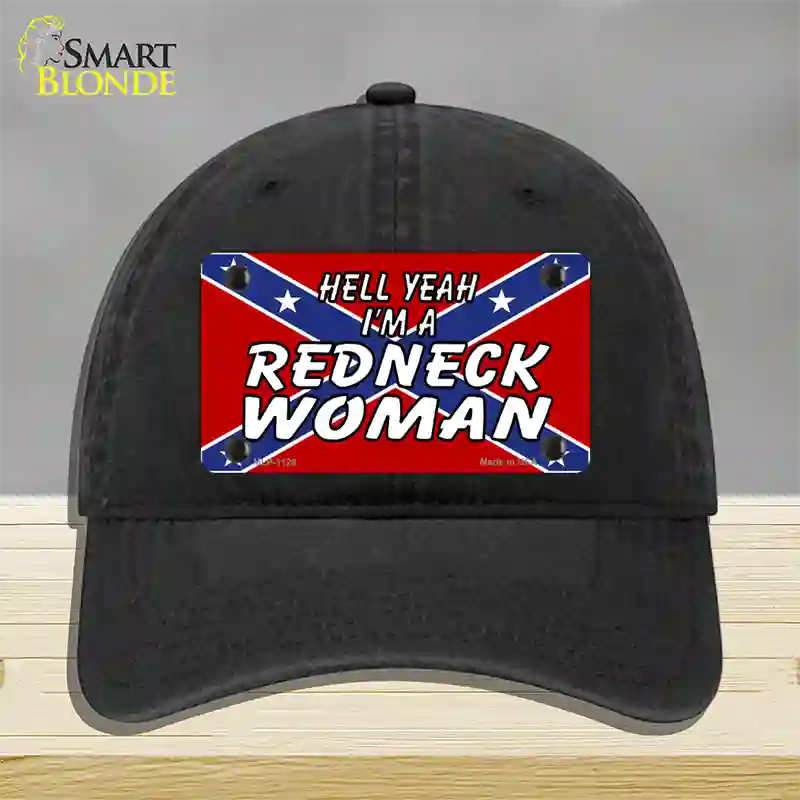 Redneck Woman Novelty License Plate Hat Unconstructed Cotton / Black