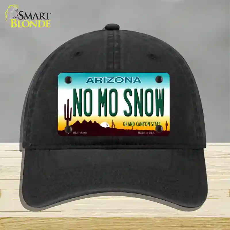 No Mo Snow Novelty License Plate Hat Unconstructed Cotton / Black