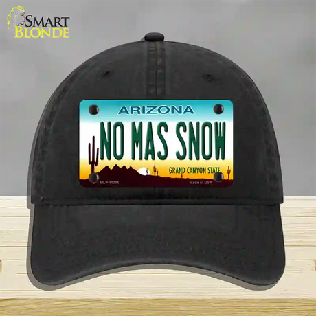 No Mas Snow Novelty License Plate Hat Unconstructed Cotton / Black