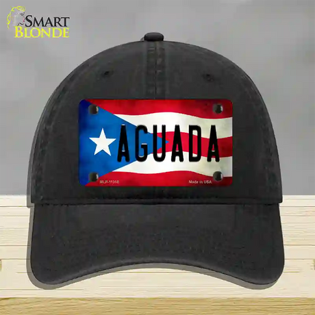 Aguada Puerto Rico Flag Novelty License Plate Hat Unconstructed Cotton / Black