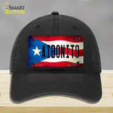 Aibonito Puerto Rico Flag Novelty License Plate Hat Unconstructed Cotton / Black