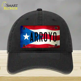 Arroyo Puerto Rico Flag Novelty License Plate Hat Unconstructed Cotton / Black