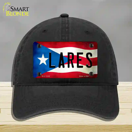 Lares Puerto Rico Flag Novelty License Plate Hat Unconstructed Cotton / Black