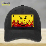 Smiley Flame Novelty License Plate Hat Unconstructed Cotton / Black