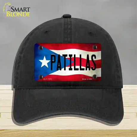 Patillas Puerto Rico Flag Novelty License Plate Hat Unconstructed Cotton / Black