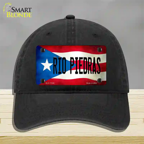 Rio Piedra Puerto Rico Flag Novelty License Plate Hat Unconstructed Cotton / Black