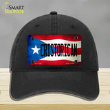 Christorican Puerto Rico Flag Novelty License Plate Hat Unconstructed Cotton / Black