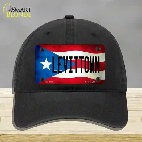 Levittown Puerto Rico Flag Novelty License Plate Hat Unconstructed Cotton / Black