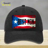 Best Mom Puerto Rico Flag Novelty License Plate Hat Unconstructed Cotton / Black