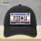 Pier 14 South Carolina Novelty License Plate Hat Unconstructed Cotton / Black