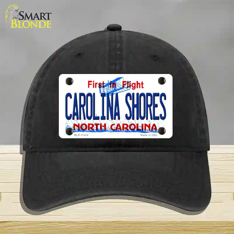 Carolina Shores North Carolina Novelty License Plate Hat Unconstructed Cotton / Black