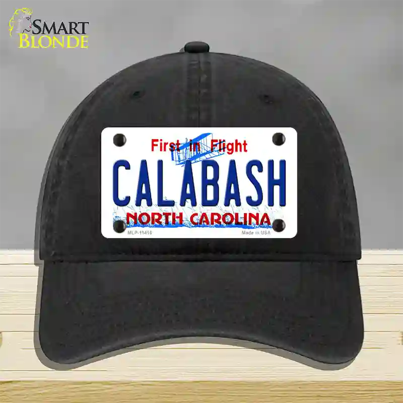 Calabash North Carolina Novelty License Plate Hat Unconstructed Cotton / Black