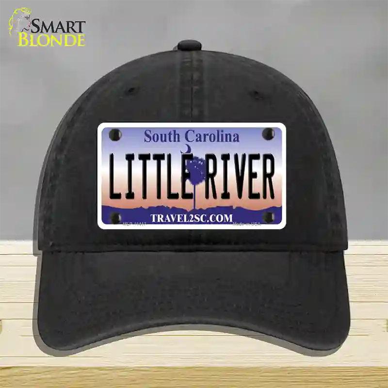 Little River South Carolina Novelty License Plate Hat Unconstructed Cotton / Black