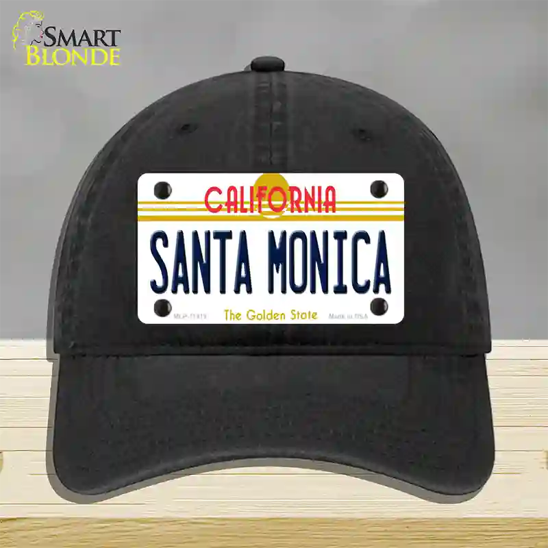 Santa Monica California Novelty License Plate Hat Unconstructed Cotton / Black